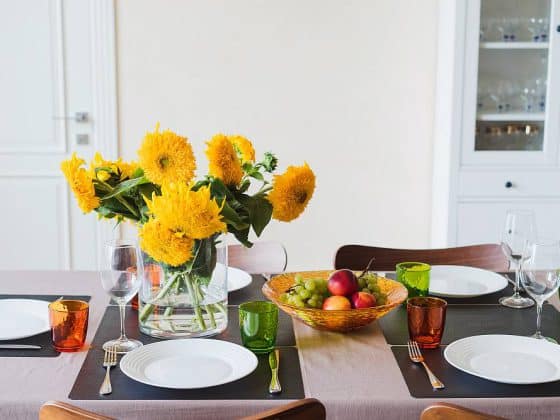 obiad domowy i kwiaty